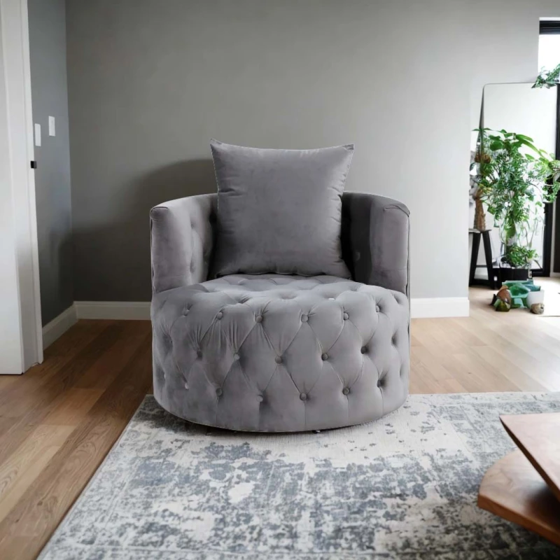 Luxurious and Unique Velvet Chair with Tufted Cushion