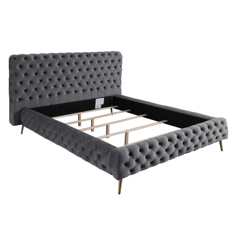 Queen Contemporary Tufted Bed Frame - Grey