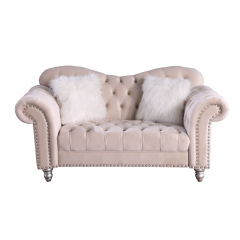 Luxury Classic America Chesterfield Loveseat Tufted Camel Back  in Beige