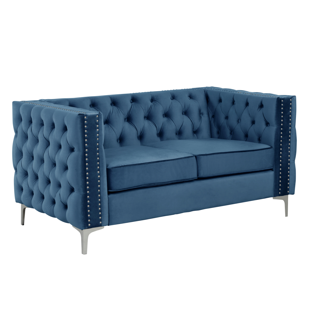 Couches for Living Room 3 Pieces Velvet - Blue