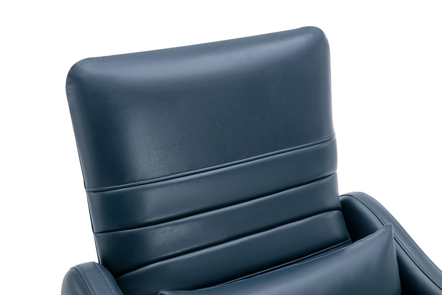 Power Recliner Chair Blue Recliners Upgraded Breathable Leatherette with USB Charge Port & Side Pockets Lumbar Pillow Included