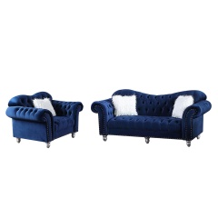 Luxury Classic America Chesterfield Chair and Sofa Tufted Camel Back in Blue