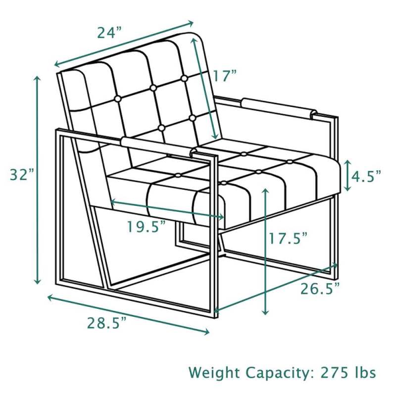 Luxury Chair for Living Room Accent Chair with Golden Metal Frame