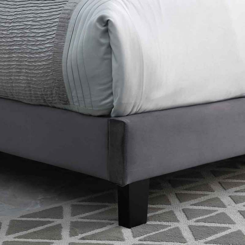 Bed Frame, Velvet Tufted Upholstered Modern Platform Bed with Headboard, Wooden Slats, No Box Spring Needed