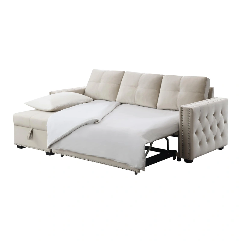 Velvet Sleeper Sofa Sectional Sofa Bed with Storage