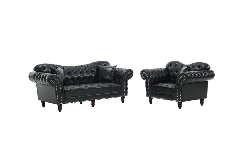 Chesterfield Leather Sofa Set Tufing Button Design