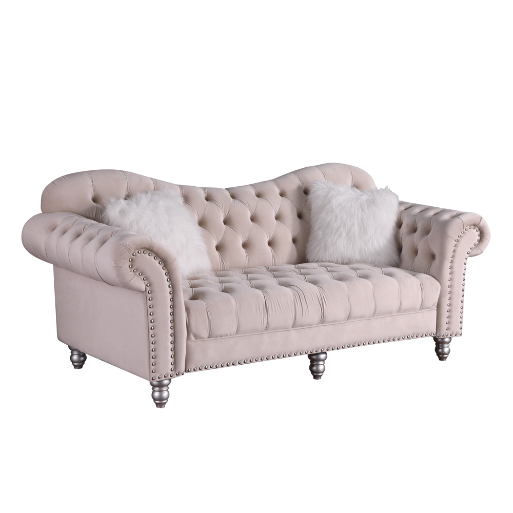 Luxury Classic America Chesterfield Tufted Camel Back - Beige