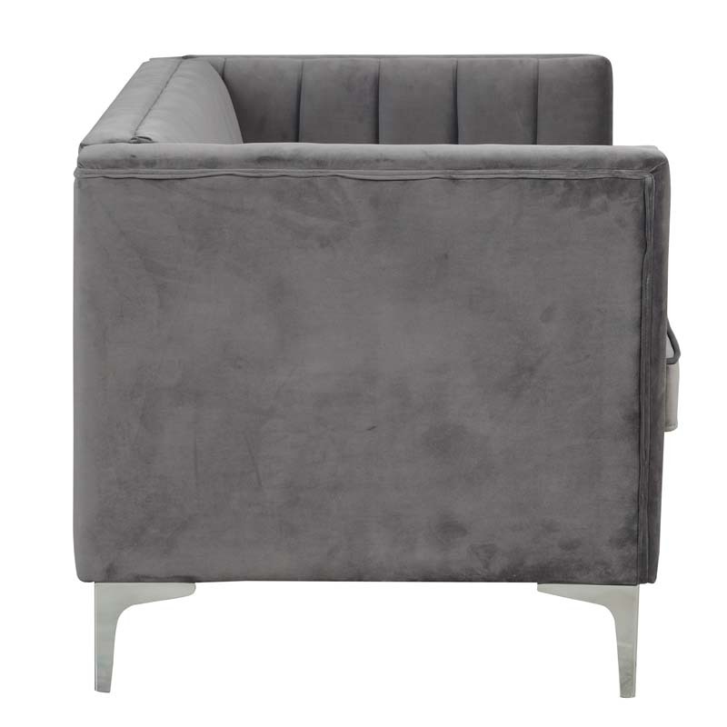 Modern Channel Tufted Velvet Loveseat for Living Room
