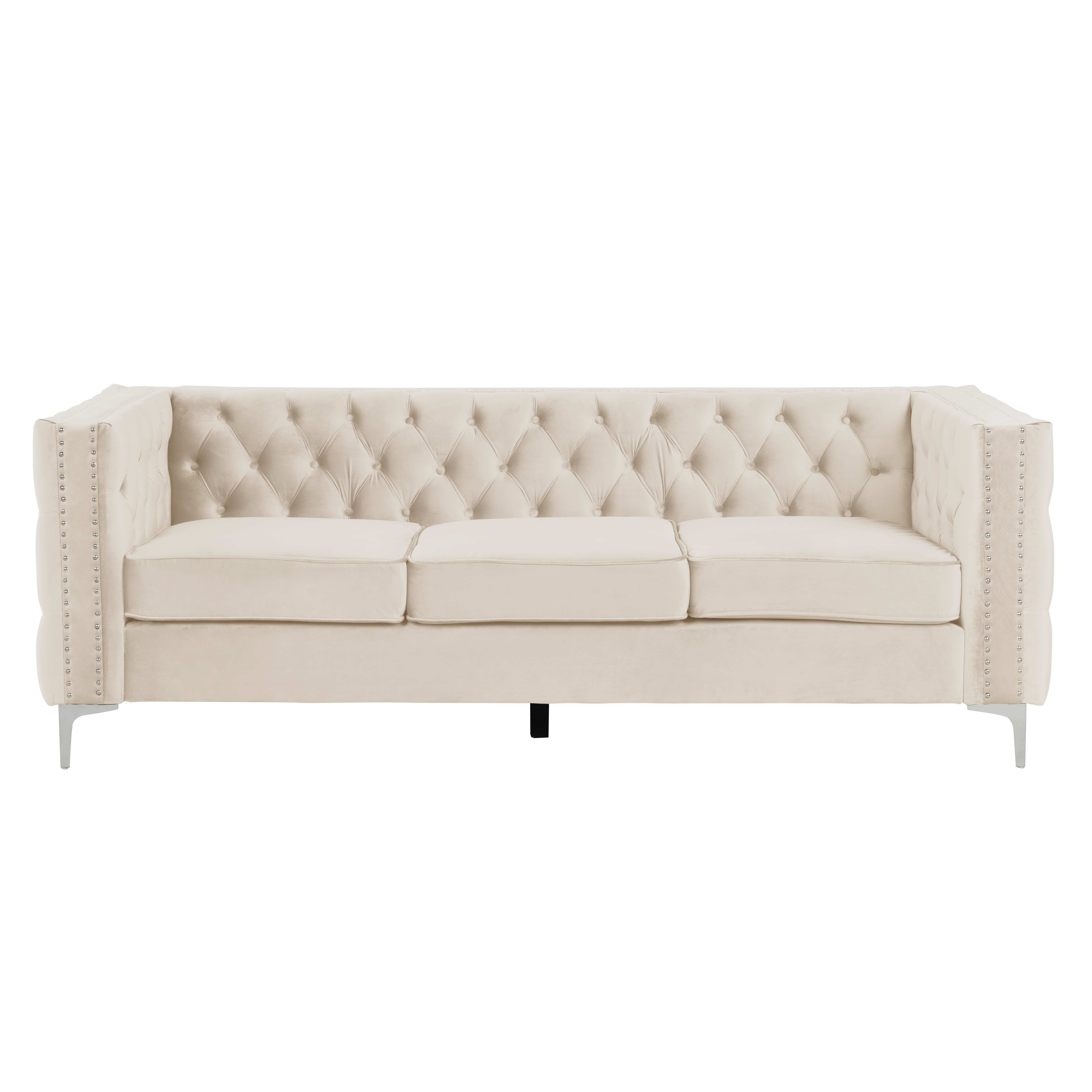 3 Pieces Living Room Furniture Sets Couches Velvet - Beige