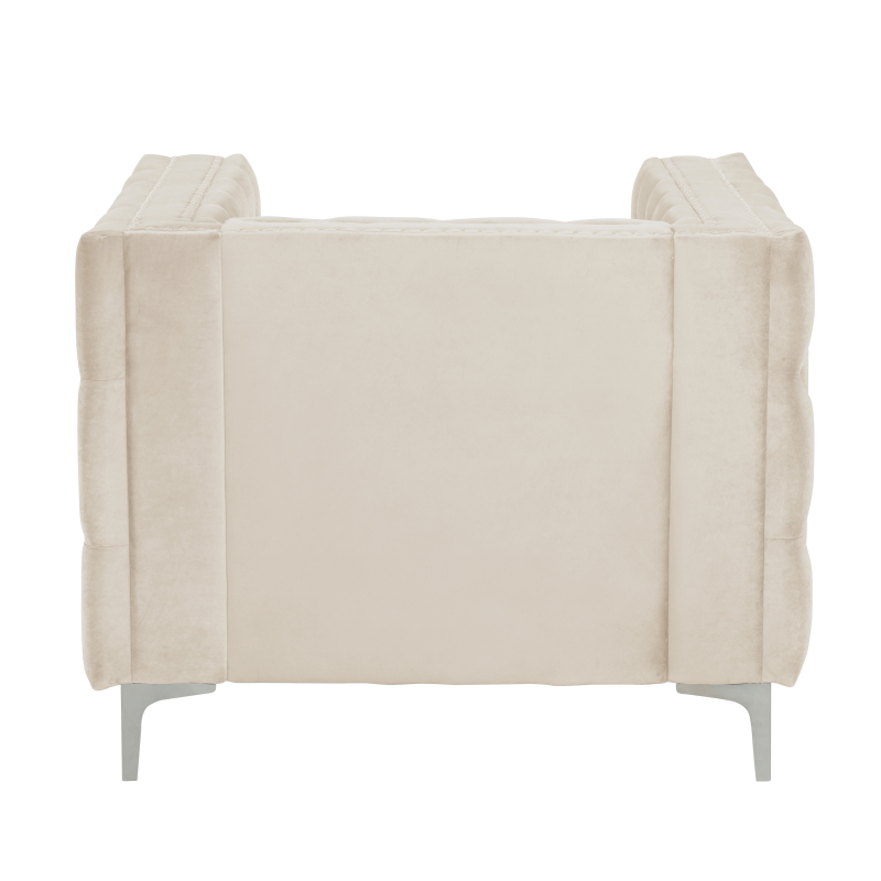 Modern Accent Chair with Deep Dutch Velvet - Beige