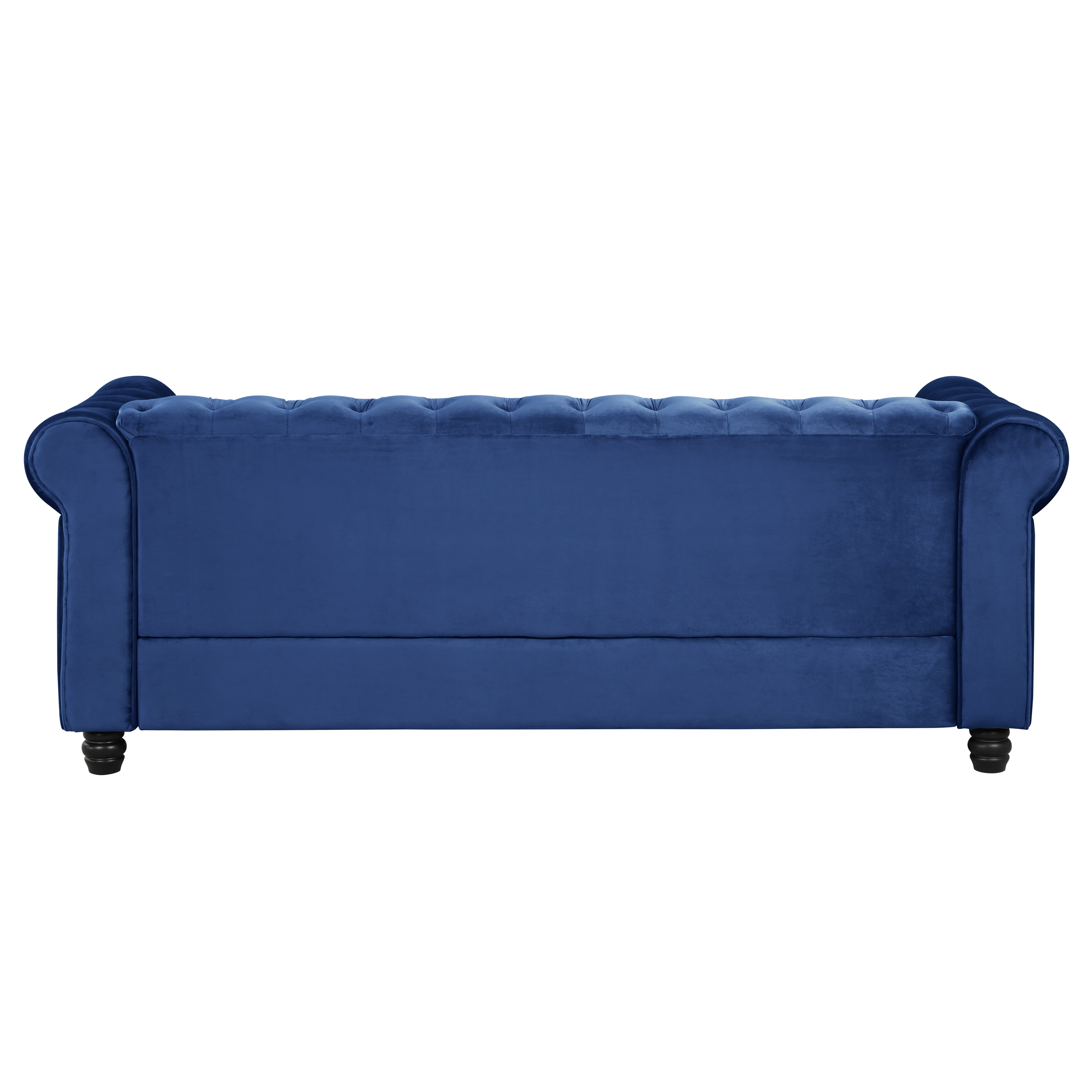 Contemporary Sofa Couch with Deep Button Tufting Dutch Velvet -  Blue