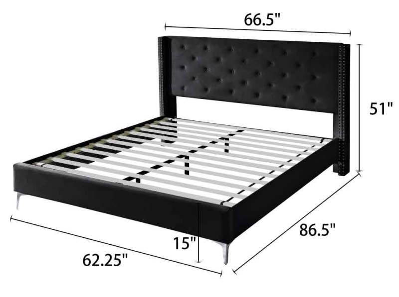 California King/ King size Velvet Bed Frame Upholstered Platform Bed - Cream