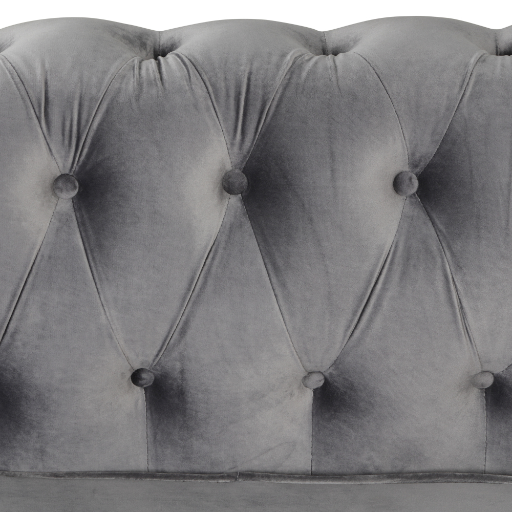 Contemporary Accent Chair with Deep Button Tufting Dutch Velvet - Light Grey