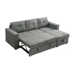 Velvet Sleeper Sofa Sectional Sofa Bed with Storage