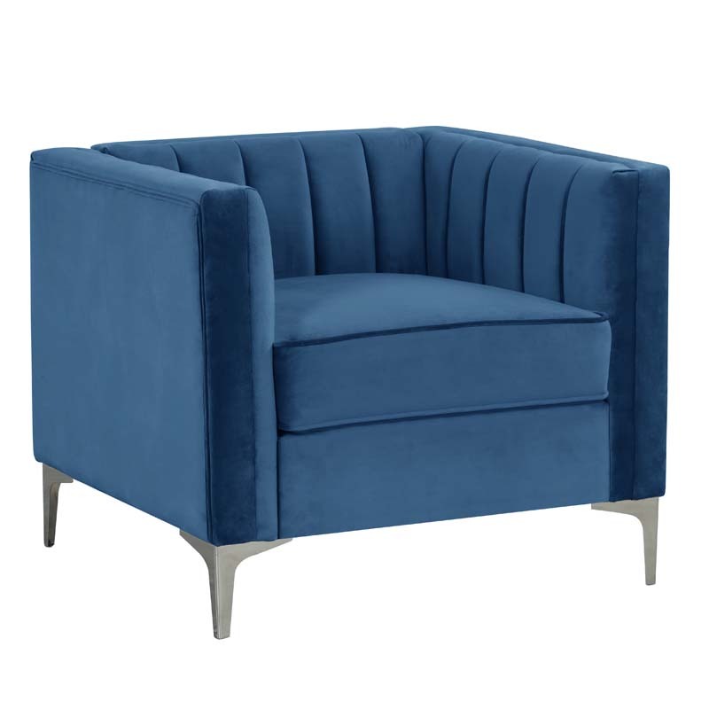 Modern Channel Tufted Velvet Chair for Living Room