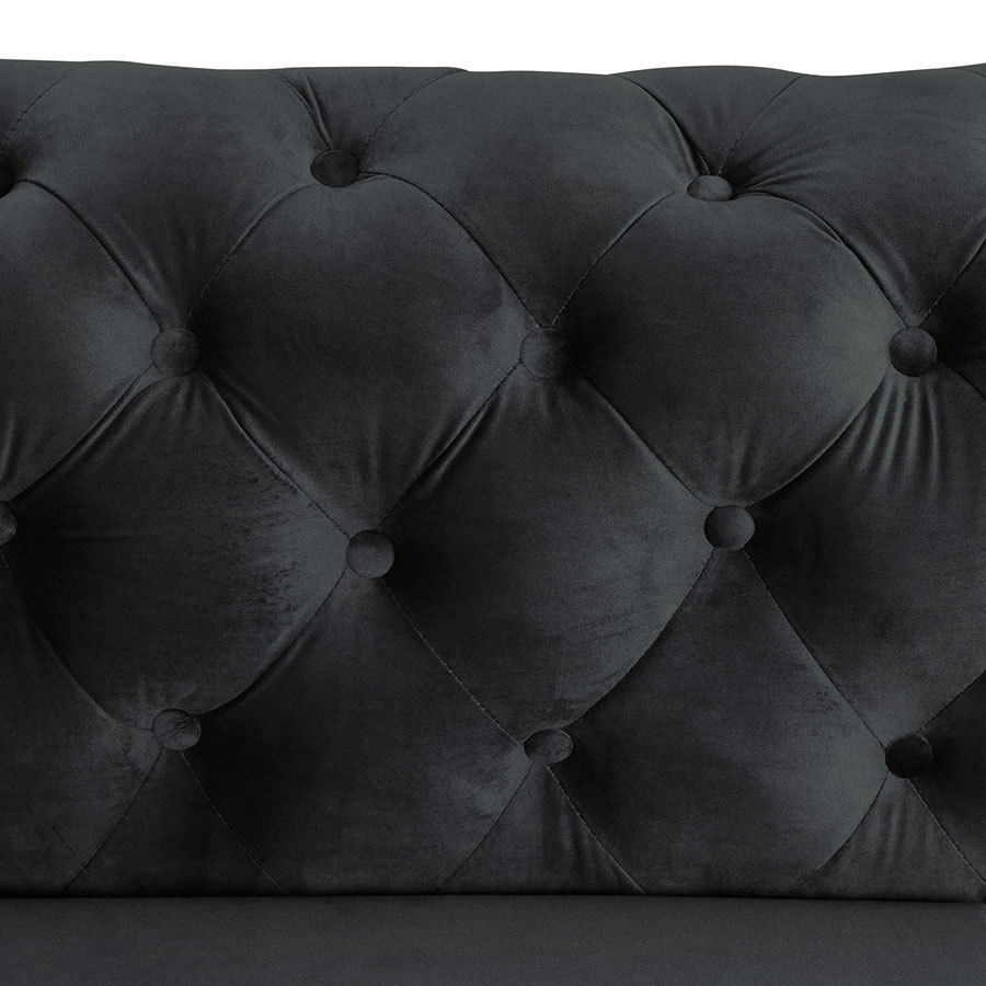 Contemporary Sofa  with Deep Button Tufting Dutch Velvet Black