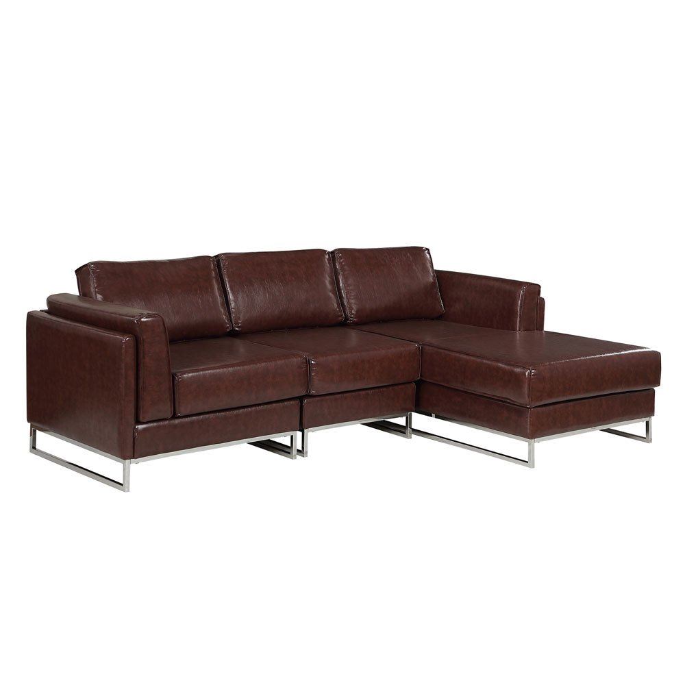 Chocolate Brown Sectional L Shaped Leather Sofa
