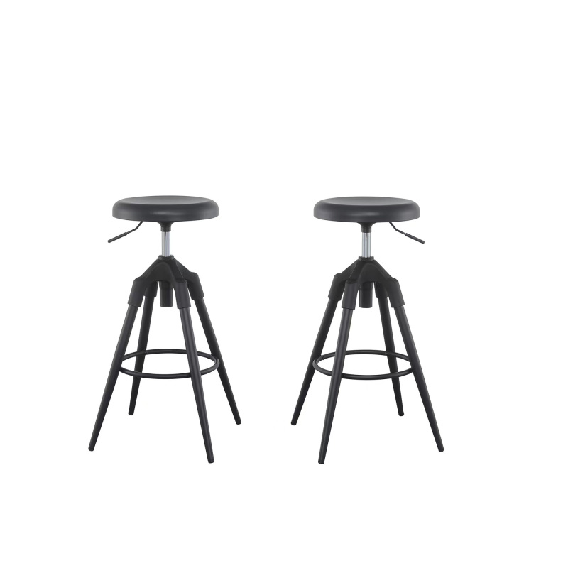 Bar Table Set of 3, Adjustable Swivel Pub Barstools- Black