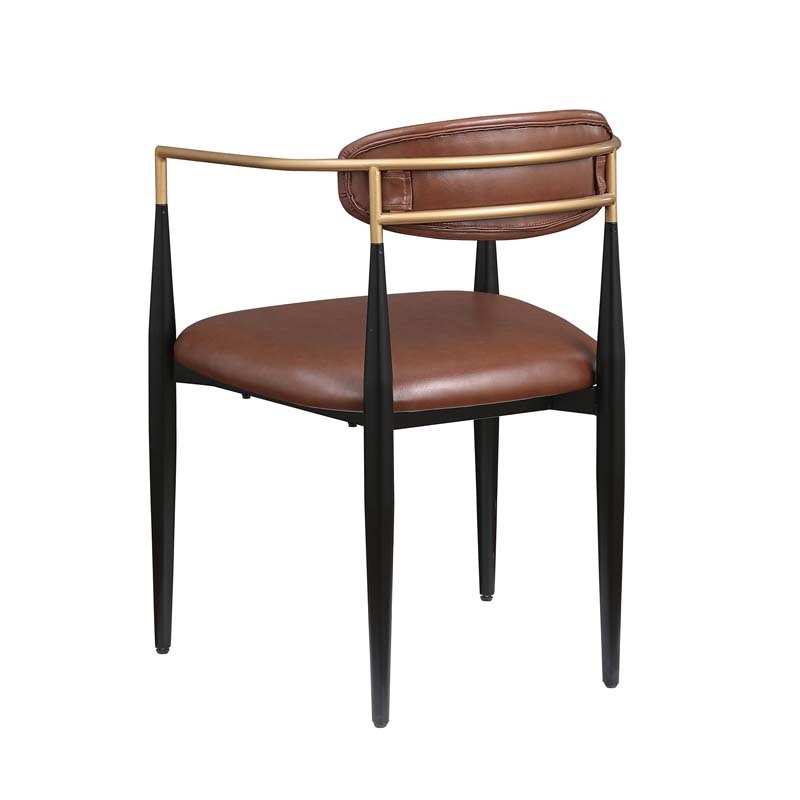 47in.W Round Dining Table Set with Cross Legs, Walnut Wood Top Modern Chair Minimalist Style Hollow Design with Metal Frame