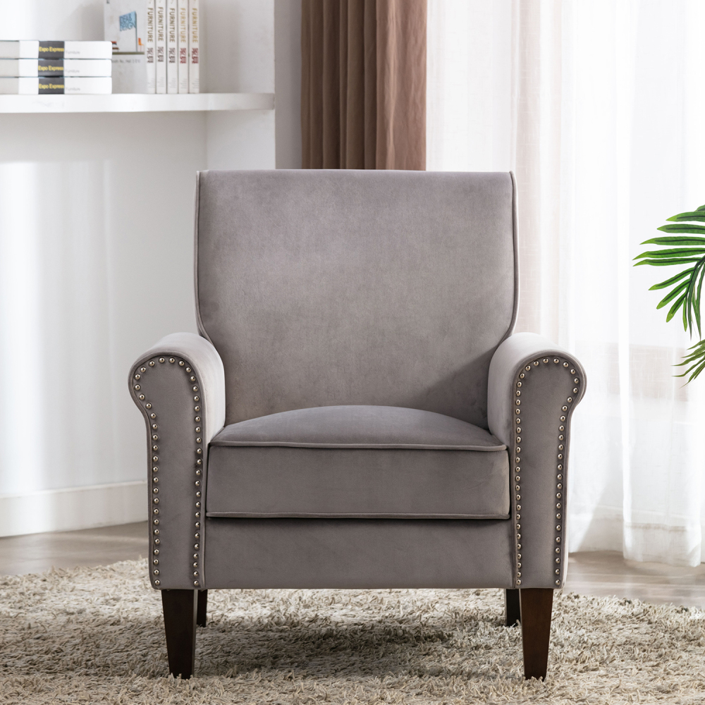 Accent Bedroom Chair Velvet Upholstered Armchair