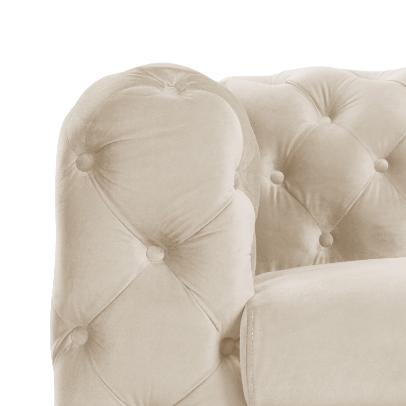 Contemporary Sofa Couch with Deep Button Tufting Dutch Velvet - Beige