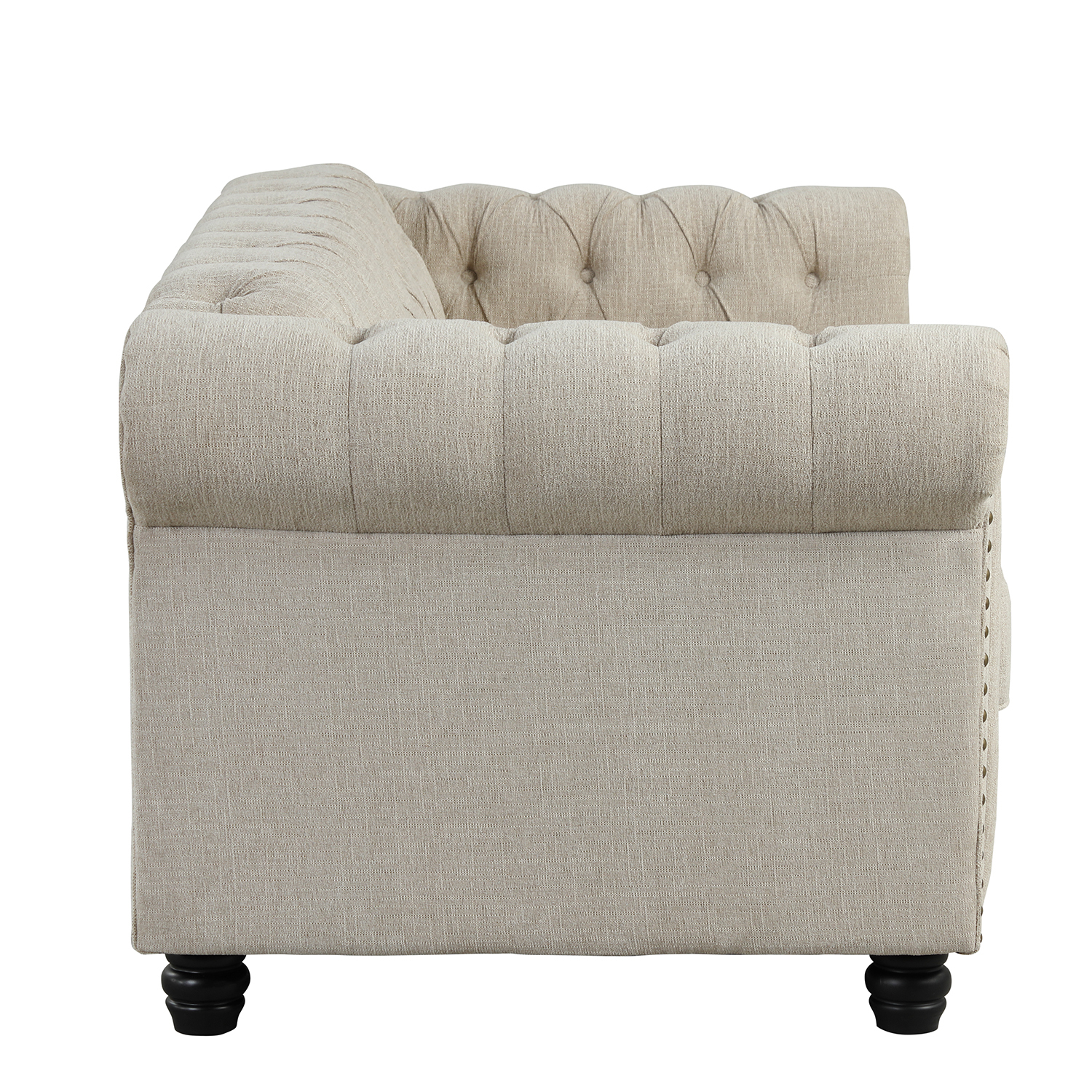3 Pieces Chesterfield Furniture Sets - Fabric, Beige