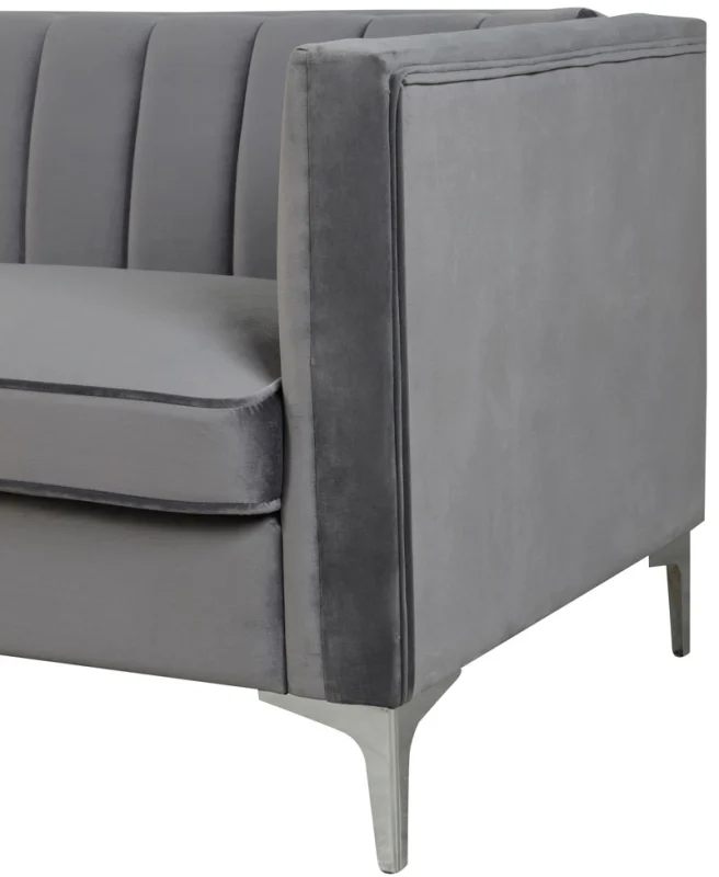 Modern Channel Tufted Velvet  Sofa 3 Seater