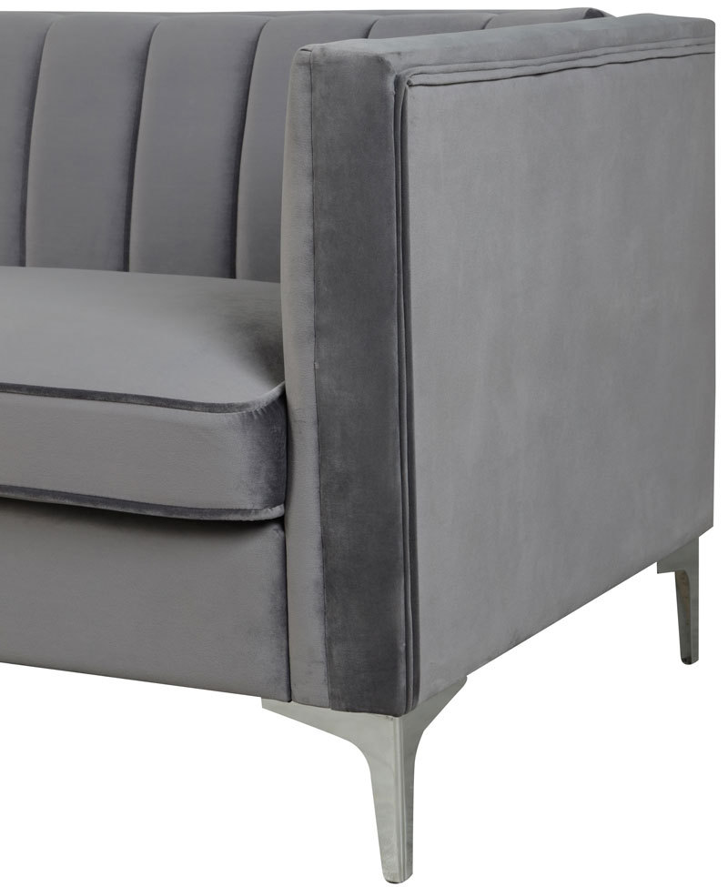 Modern Channel Tufted Velvet  Sofa 3 Seater