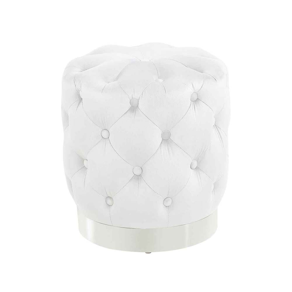 Round Tufted Velvet Ottoman Footrest