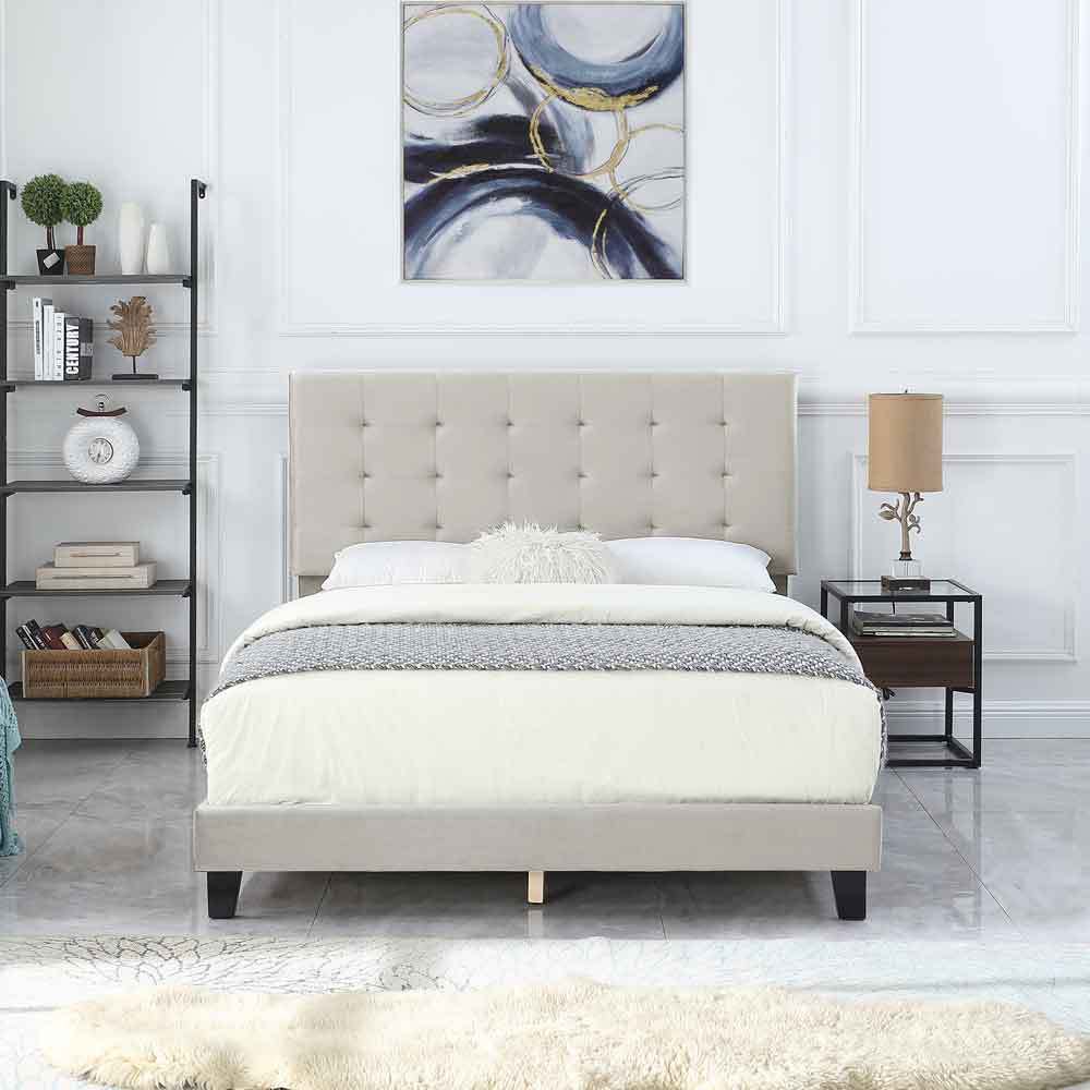 Velvet Bed Frame Box Spring Needed Full/Queen