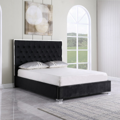 Upholstered Platform Bed No Box Spring Required - Black