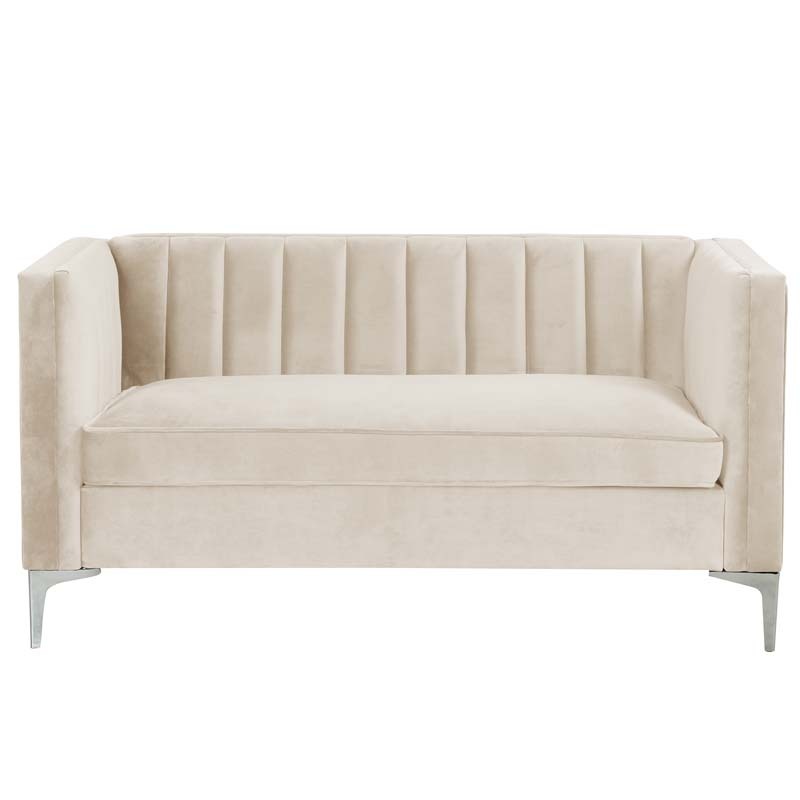 2 Pieces Modern Channel Tufted Velvet Loveseat and Sofa Set