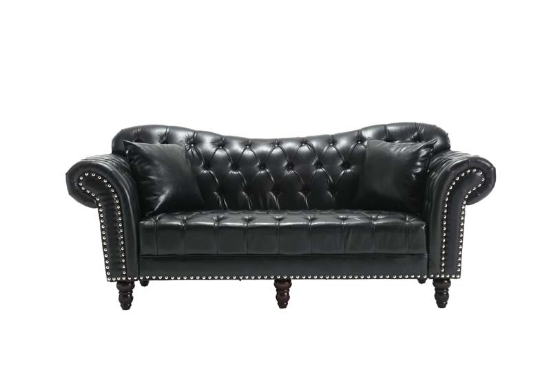 Chesterfield Leather Sofa Set Tufing Button Design