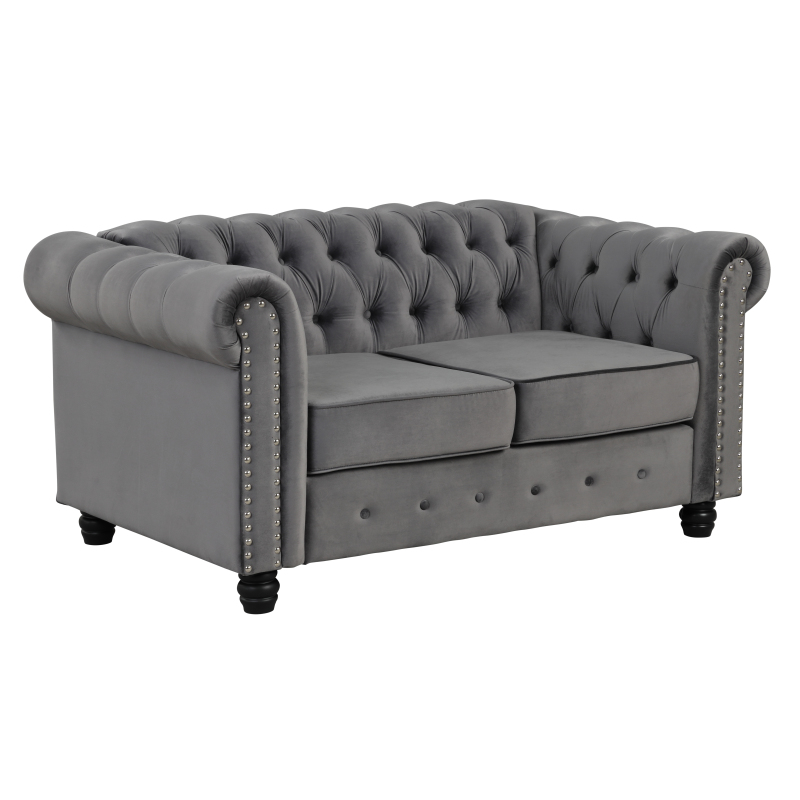 Chesterfield Furniture Sets 2 pieces - Velvet Grey