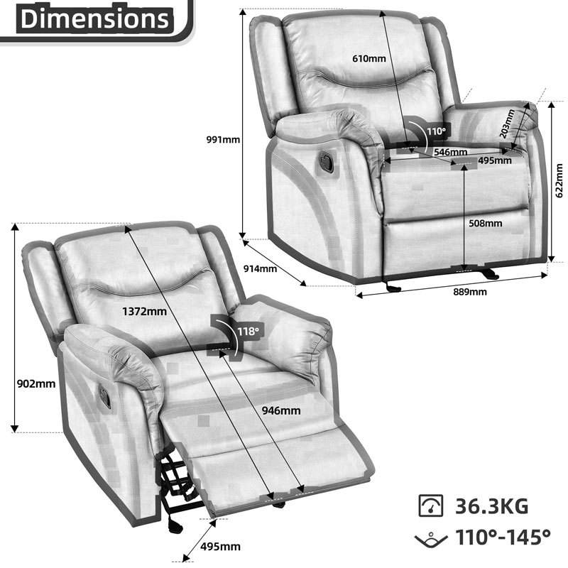 Recliner Chair Soft Suede Reclining Sofa