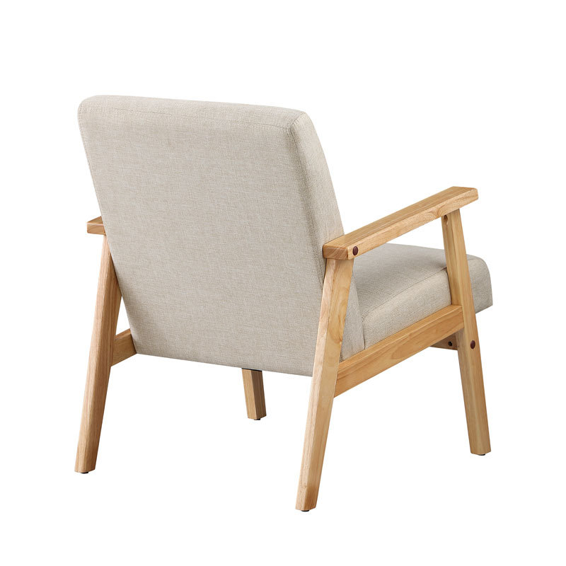 Mid Century Armchair with Wood Frames Linen Upholstered Accent Chair for Living Room