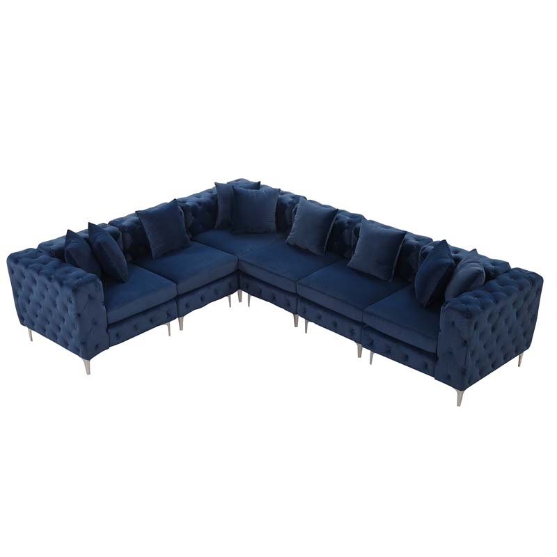 Modular Sectional Sofa L Shape Sofa with Reversible Chaise-Blue