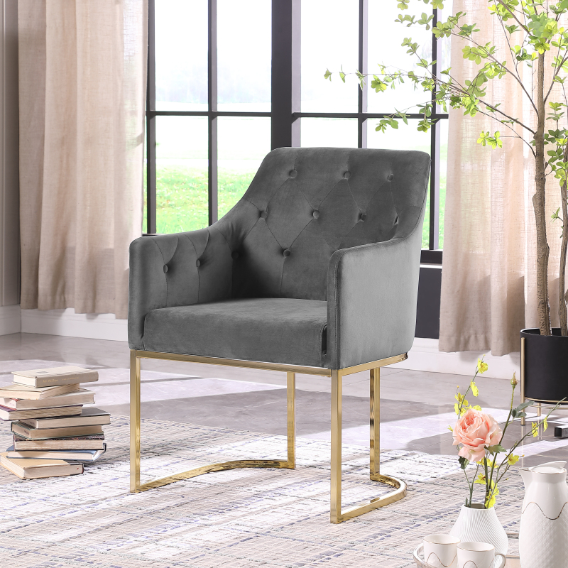 Glam Tufted Accent Chair with Openwork U-Shaped Base