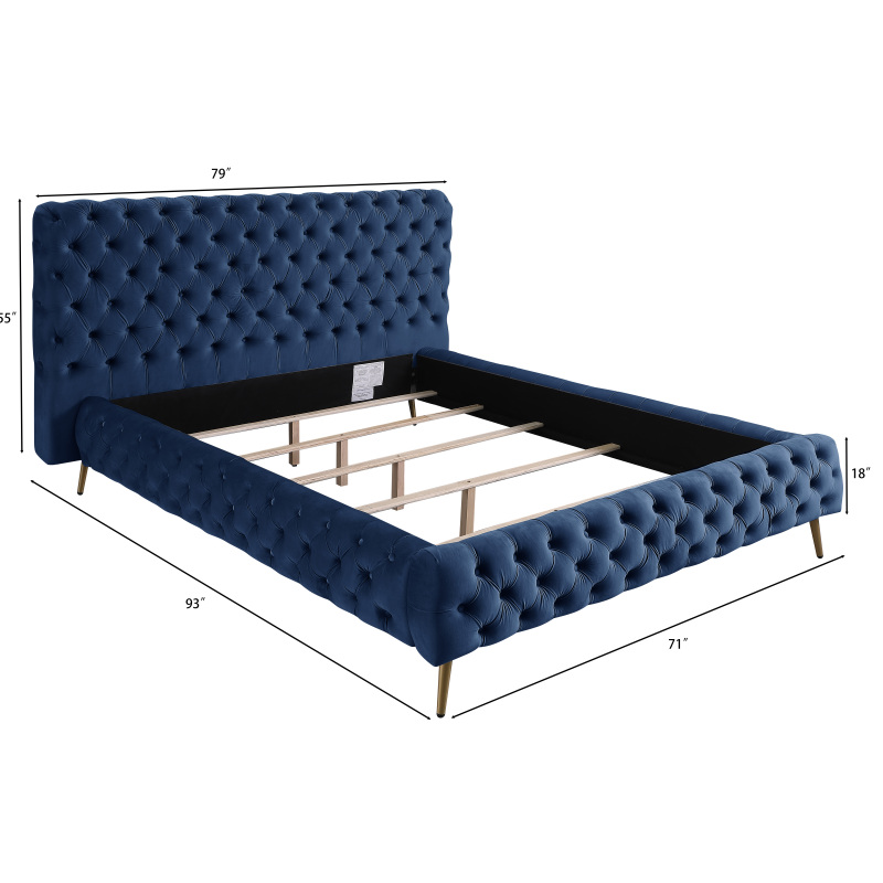 Queen Contemporary Tufted Bed Frame - Blue