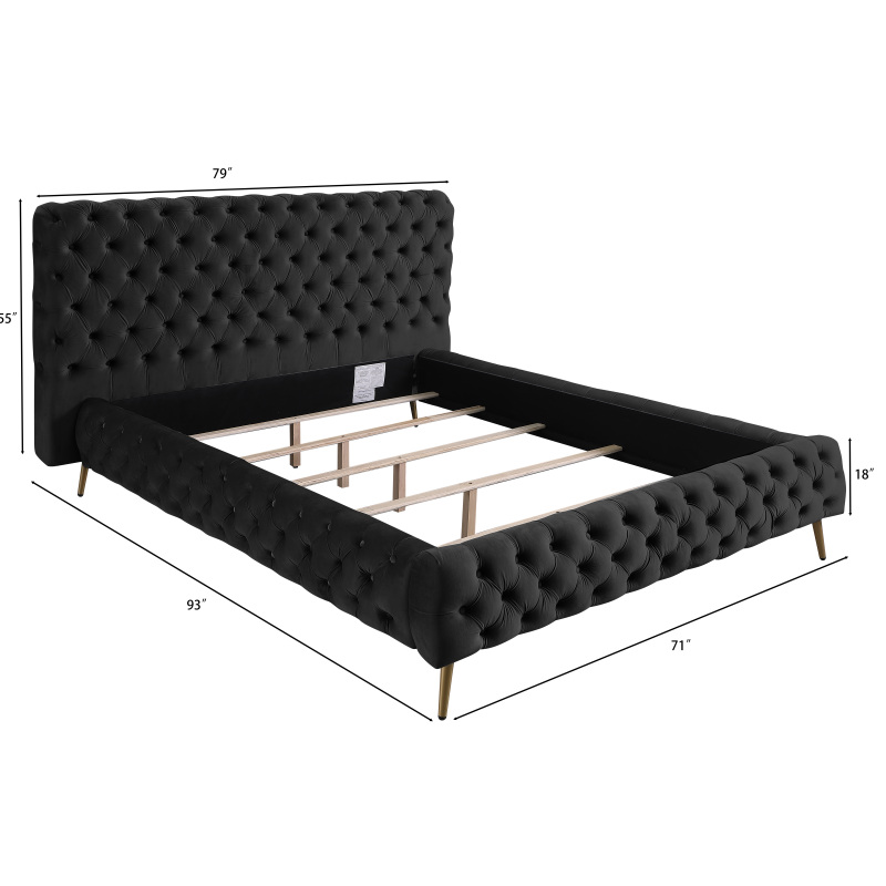 Queen Contemporary Tufted Bed Frame - Black