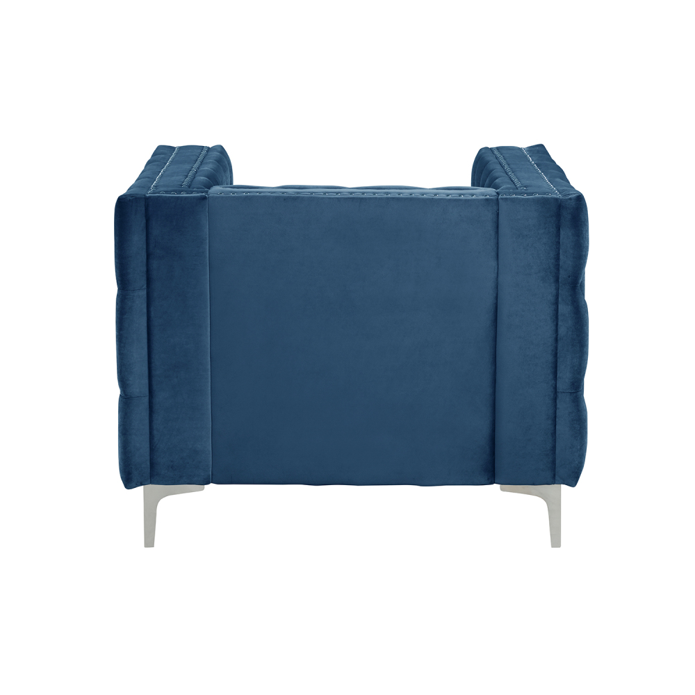 Modern Accent Chair with Deep Dutch Velvet - Blue