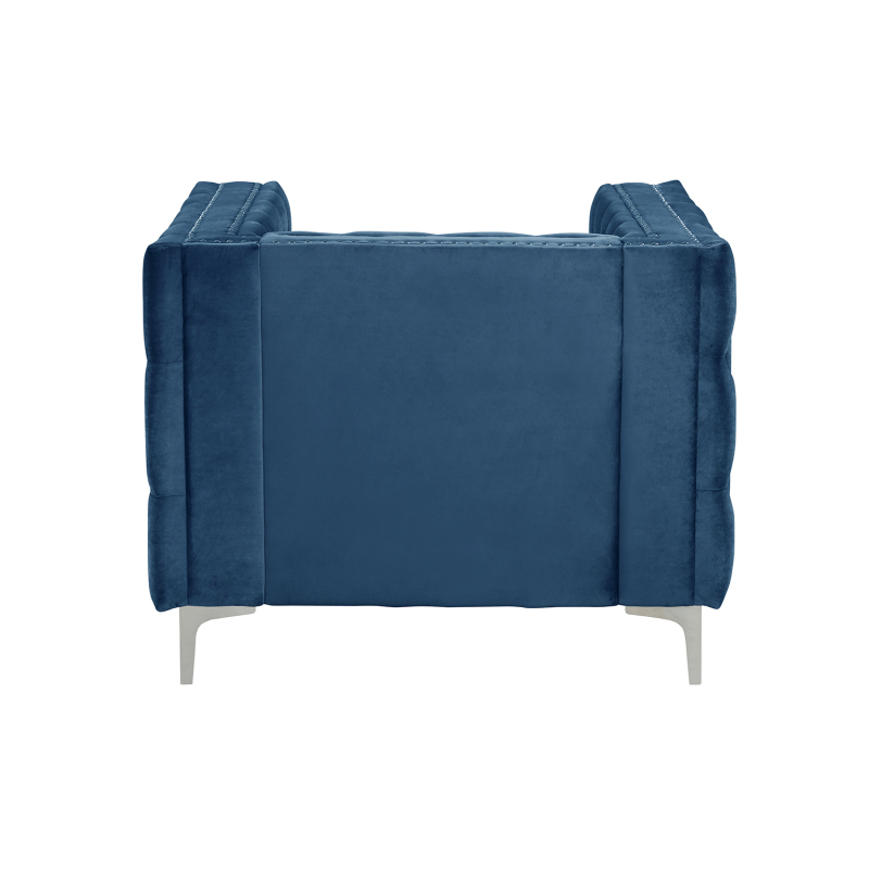 Modern Accent Chair with Deep Dutch Velvet - Blue