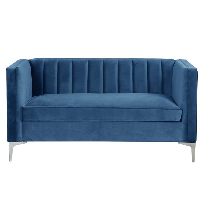 Modern Channel Tufted Velvet Loveseat for Living Room