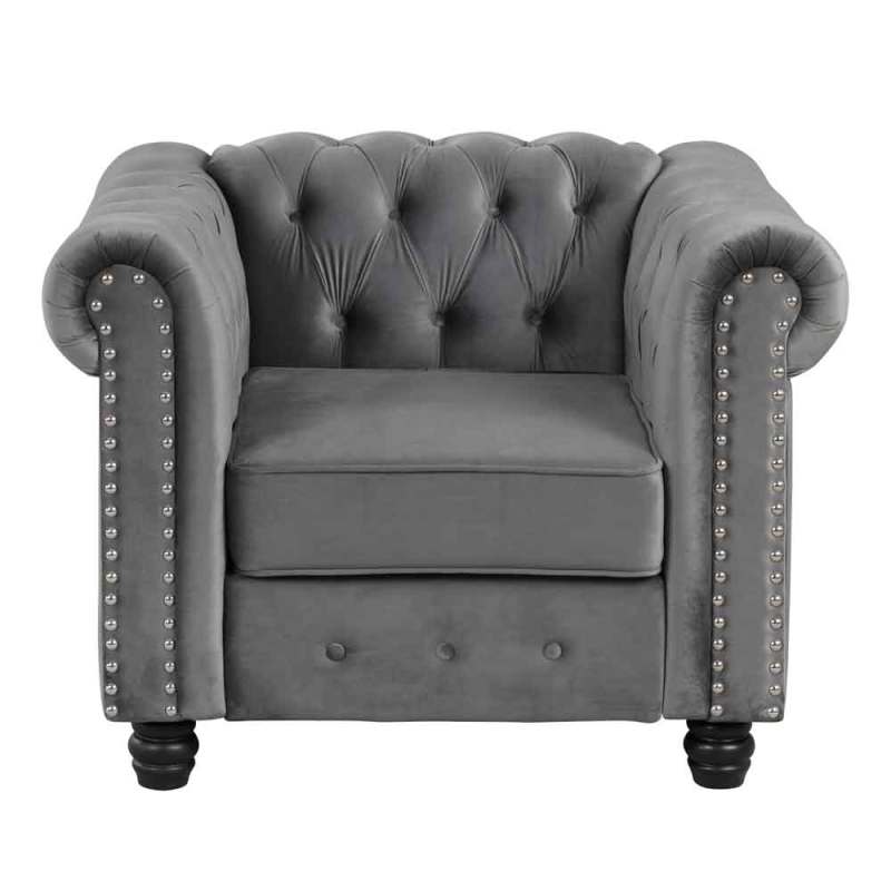 Chesterfield Furniture Sets 2 pieces - Velvet Grey