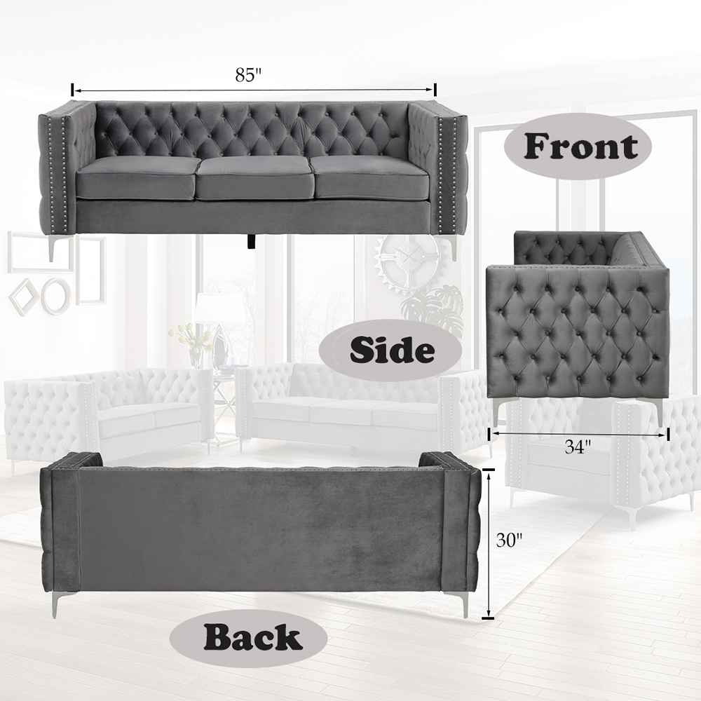 Couches for Living Room 3 Pieces Velvet