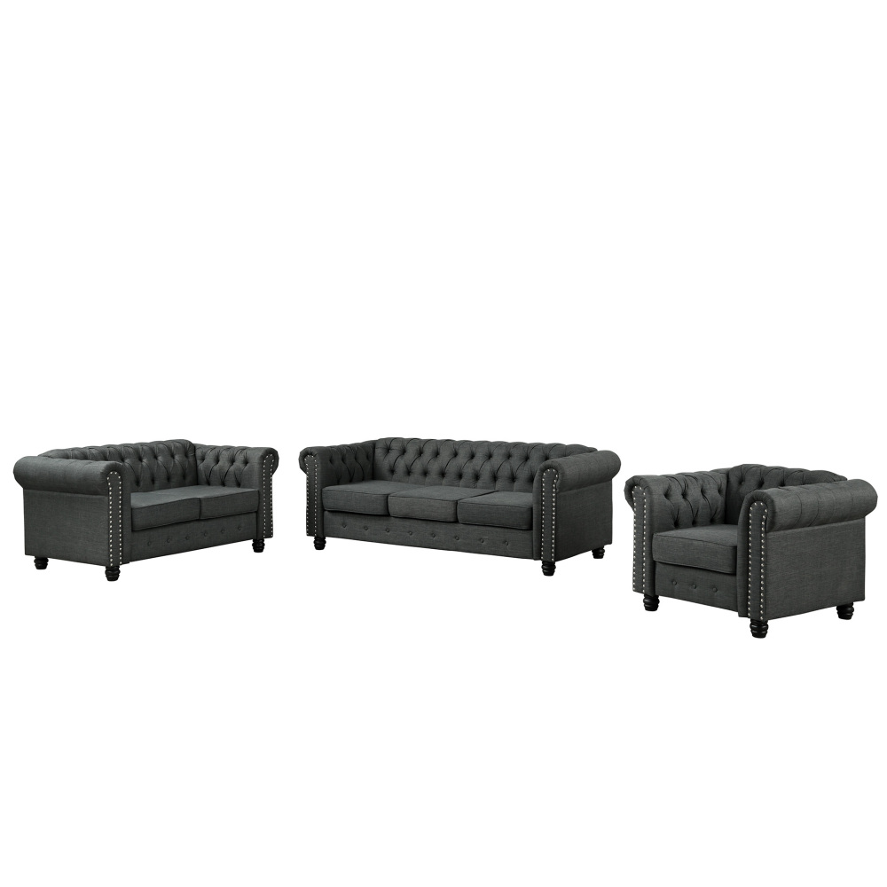 Chesterfield Furniture Sets 3 Pieces - Grey