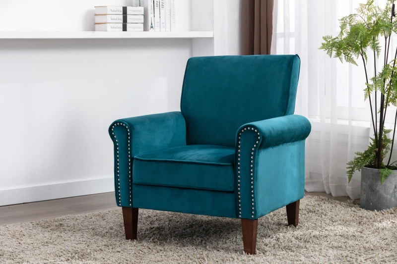 Accent Bedroom Chair Velvet Upholstered Armchair