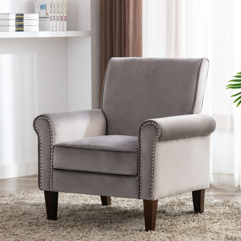 Accent Bedroom Chair Velvet Upholstered Armchair