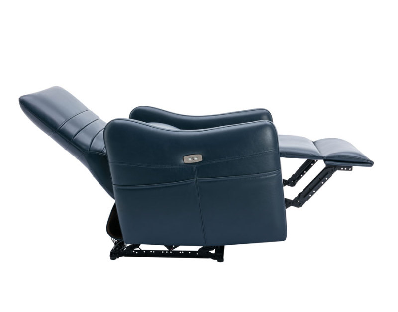 Power Recliner Chair Blue Recliners Upgraded Breathable Leatherette with USB Charge Port & Side Pockets Lumbar Pillow Included