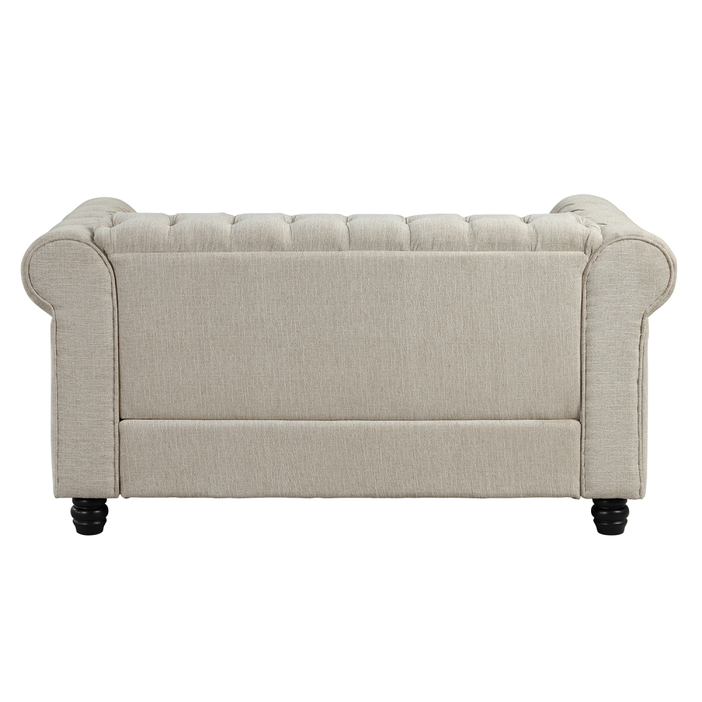3 Pieces Chesterfield Furniture Sets - Fabric, Beige